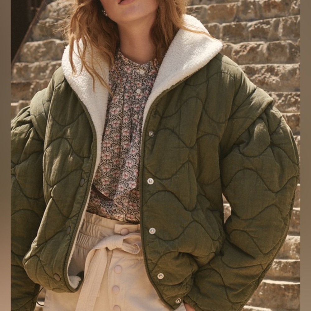 Sea New York Layla Quilted Jacket in olive green XXS